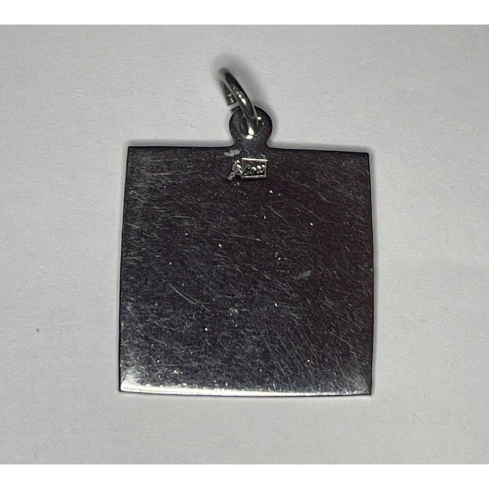 Vintage Coro Craft Silver Tone Blank Square Pendant 1.25 Inch Ready To Engrave